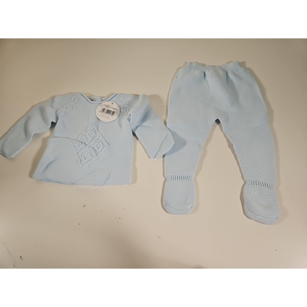 Nico Dingo Blue Cardigan Sweater And Pants. Infant Newborn Baby 1 Month